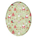 Christmas Pattern, Christmas Tree, Santa Oval Glass Fridge Magnet (4 pack)