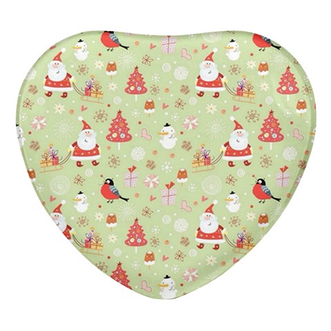 Christmas Pattern, Christmas Tree, Santa Heart Glass Fridge Magnet (4 pack) from ArtsNow.com Front