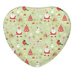 Christmas Pattern, Christmas Tree, Santa Heart Glass Fridge Magnet (4 pack)