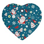 Christmas Pattern, Pattern, Christmas, Santa, Blue Ornament (Heart)