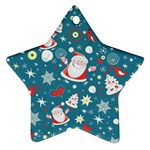 Christmas Pattern, Pattern, Christmas, Santa, Blue Ornament (Star)