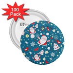 Christmas Pattern, Pattern, Christmas, Santa, Blue 2.25  Buttons (100 pack) 