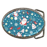 Christmas Pattern, Pattern, Christmas, Santa, Blue Belt Buckles