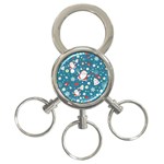 Christmas Pattern, Pattern, Christmas, Santa, Blue 3-Ring Key Chain