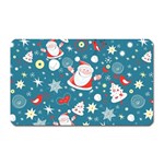 Christmas Pattern, Pattern, Christmas, Santa, Blue Magnet (Rectangular)