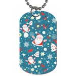 Christmas Pattern, Pattern, Christmas, Santa, Blue Dog Tag (One Side)