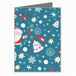 Christmas Pattern, Pattern, Christmas, Santa, Blue Greeting Card