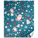 Christmas Pattern, Pattern, Christmas, Santa, Blue Canvas 16  x 20 