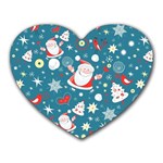 Christmas Pattern, Pattern, Christmas, Santa, Blue Heart Mousepad