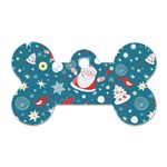 Christmas Pattern, Pattern, Christmas, Santa, Blue Dog Tag Bone (One Side)