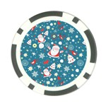 Christmas Pattern, Pattern, Christmas, Santa, Blue Poker Chip Card Guard