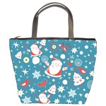 Christmas Pattern, Pattern, Christmas, Santa, Blue Bucket Bag