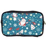 Christmas Pattern, Pattern, Christmas, Santa, Blue Toiletries Bag (One Side)