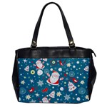 Christmas Pattern, Pattern, Christmas, Santa, Blue Oversize Office Handbag