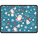 Christmas Pattern, Pattern, Christmas, Santa, Blue Fleece Blanket (Large)