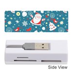 Christmas Pattern, Pattern, Christmas, Santa, Blue Memory Card Reader (Stick)