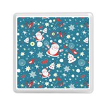 Christmas Pattern, Pattern, Christmas, Santa, Blue Memory Card Reader (Square)