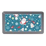 Christmas Pattern, Pattern, Christmas, Santa, Blue Memory Card Reader (Mini)