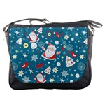 Christmas Pattern, Pattern, Christmas, Santa, Blue Messenger Bag