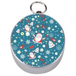 Christmas Pattern, Pattern, Christmas, Santa, Blue Silver Compasses