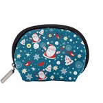 Christmas Pattern, Pattern, Christmas, Santa, Blue Accessory Pouch (Small)