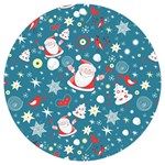 Christmas Pattern, Pattern, Christmas, Santa, Blue UV Print Acrylic Ornament Round