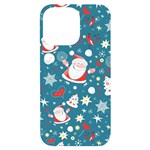 Christmas Pattern, Pattern, Christmas, Santa, Blue iPhone 14 Pro Max Black UV Print Case