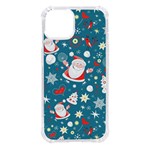 Christmas Pattern, Pattern, Christmas, Santa, Blue iPhone 14 TPU UV Print Case