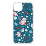 Christmas Pattern, Pattern, Christmas, Santa, Blue iPhone 14 Plus TPU UV Print Case