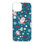 Christmas Pattern, Pattern, Christmas, Santa, Blue iPhone 13 TPU UV Print Case