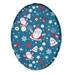 Christmas Pattern, Pattern, Christmas, Santa, Blue Oval Glass Fridge Magnet (4 pack)