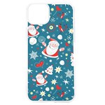 Christmas Pattern, Pattern, Christmas, Santa, Blue iPhone 15 TPU UV Print Case