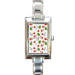 Christmas Pattern, Pattern, Christmas, Trees, Santa Rectangle Italian Charm Watch