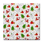 Christmas Pattern, Pattern, Christmas, Trees, Santa Tile Coaster