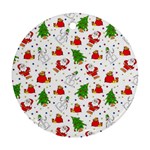 Christmas Pattern, Pattern, Christmas, Trees, Santa Ornament (Round)