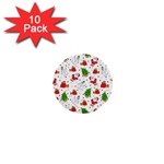 Christmas Pattern, Pattern, Christmas, Trees, Santa 1  Mini Buttons (10 pack) 