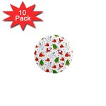 Christmas Pattern, Pattern, Christmas, Trees, Santa 1  Mini Magnet (10 pack) 