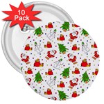 Christmas Pattern, Pattern, Christmas, Trees, Santa 3  Buttons (10 pack) 