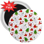 Christmas Pattern, Pattern, Christmas, Trees, Santa 3  Magnets (10 pack) 