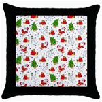 Christmas Pattern, Pattern, Christmas, Trees, Santa Throw Pillow Case (Black)