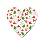 Christmas Pattern, Pattern, Christmas, Trees, Santa Heart Magnet