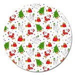 Christmas Pattern, Pattern, Christmas, Trees, Santa Magnet 5  (Round)