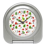 Christmas Pattern, Pattern, Christmas, Trees, Santa Travel Alarm Clock