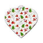 Christmas Pattern, Pattern, Christmas, Trees, Santa Dog Tag Heart (One Side)