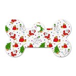 Christmas Pattern, Pattern, Christmas, Trees, Santa Dog Tag Bone (One Side)