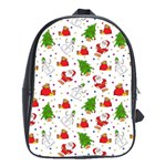 Christmas Pattern, Pattern, Christmas, Trees, Santa School Bag (Large)