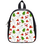 Christmas Pattern, Pattern, Christmas, Trees, Santa School Bag (Small)