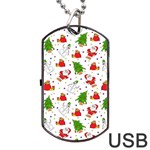 Christmas Pattern, Pattern, Christmas, Trees, Santa Dog Tag USB Flash (Two Sides)