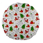 Christmas Pattern, Pattern, Christmas, Trees, Santa Large 18  Premium Round Cushions