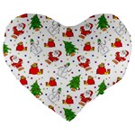 Christmas Pattern, Pattern, Christmas, Trees, Santa Large 19  Premium Heart Shape Cushions